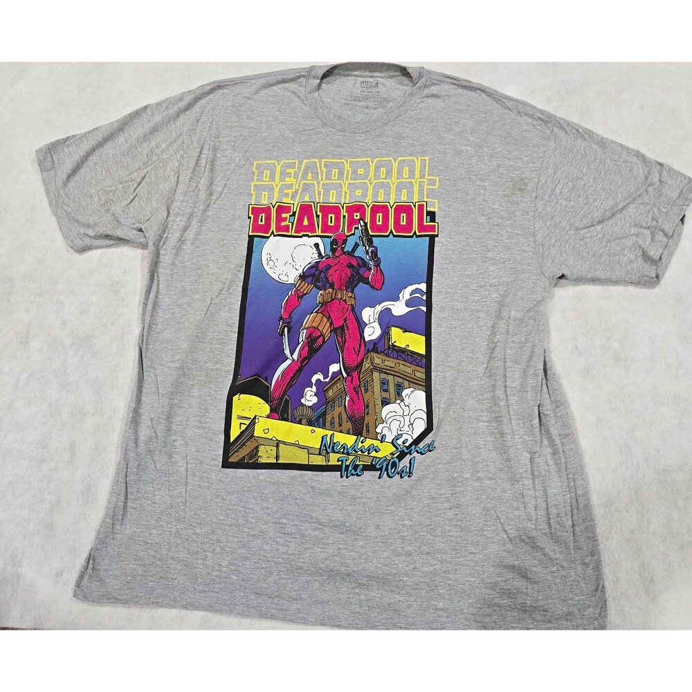 Deadpool 90s Graphic Tee Gray 3XB As Is
